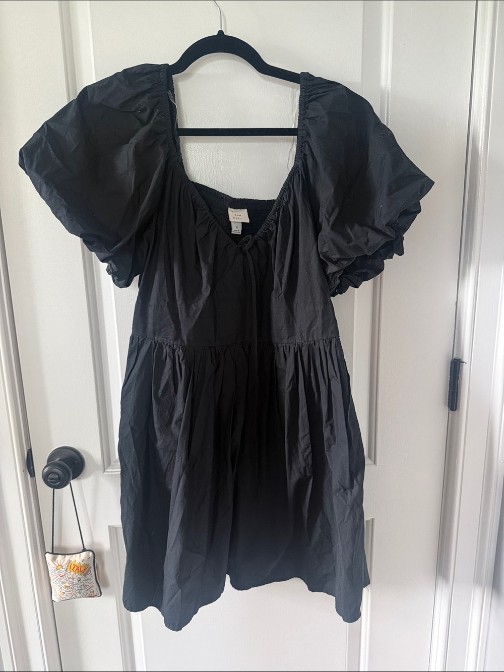 Target Black Mini Dress with Puff Sleeves